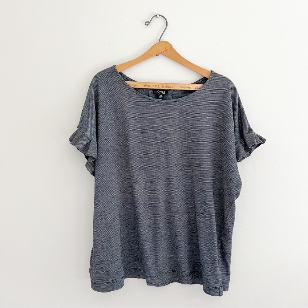 Jones New York Blue With White Striped T-Shirt Size XL
